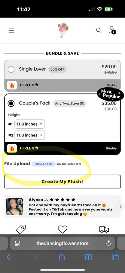 I Love You Custom Face Plush